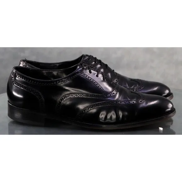 Florsheim Men's Wingtip Dress Shoes Size 9.5 D Leather Black