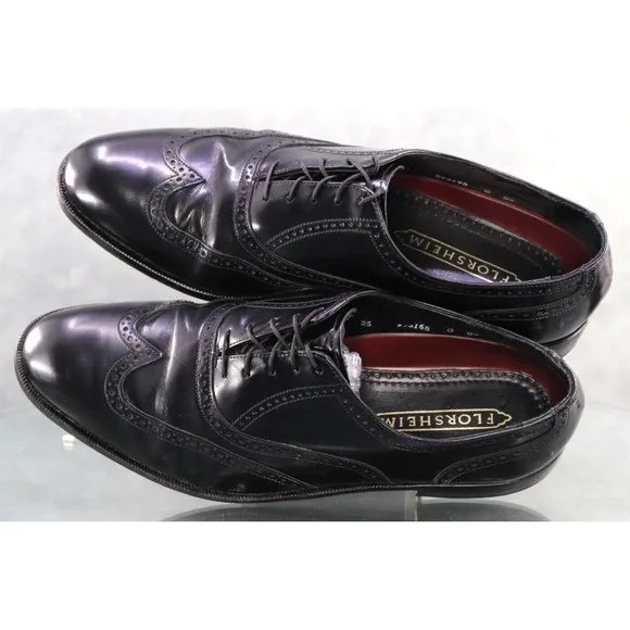 Florsheim Men's Wingtip Dress Shoes Size 9.5 D Leather Black