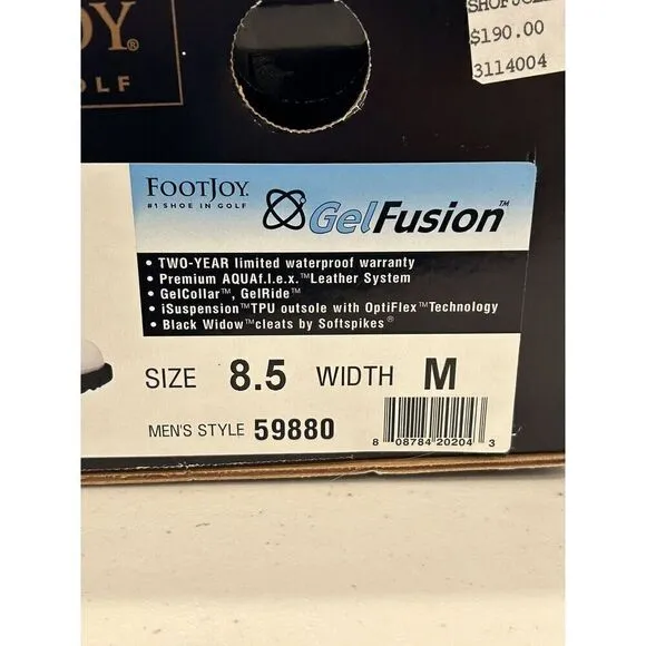 Footjoy Gel Fusion Golf Shoes Mens Size 8.5 M Saddle White Brown Leather 59880