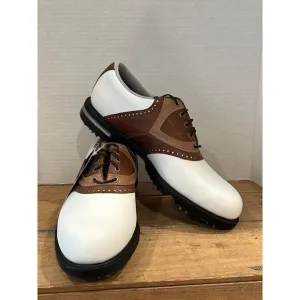 Footjoy Gel Fusion Golf Shoes Mens Size 8.5 M Saddle White Brown Leather 59880