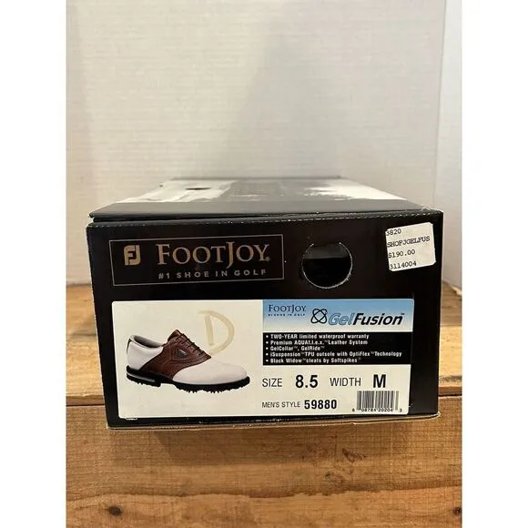 Footjoy Gel Fusion Golf Shoes Mens Size 8.5 M Saddle White Brown Leather 59880