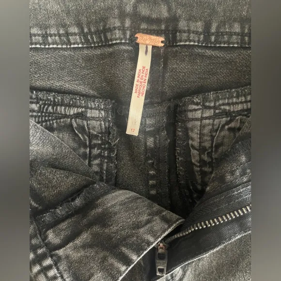 FREE People We The Free Ash Moto Slit Flare Pants SZ 12 SZ L Black New With Tags