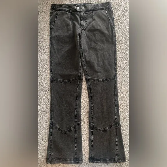 FREE People We The Free Ash Moto Slit Flare Pants SZ 12 SZ L Black New With Tags