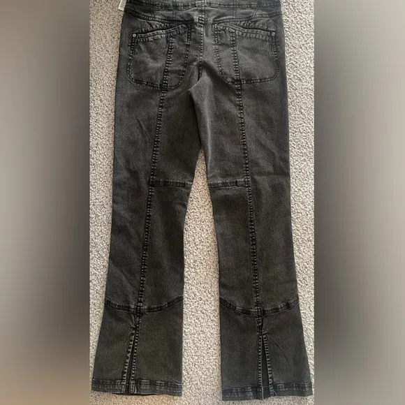 FREE People We The Free Ash Moto Slit Flare Pants SZ 12 SZ L Black New With Tags