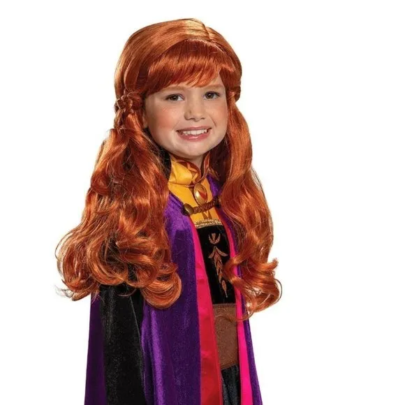 *Frozen Anna Disney sz 7/8 Halloween Costume 4 Pc Dress, Wig &amp; Purse Dress Girls