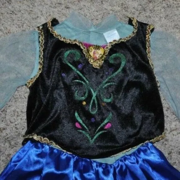 *Frozen Anna Disney sz 7/8 Halloween Costume 4 Pc Dress, Wig &amp; Purse Dress Girls