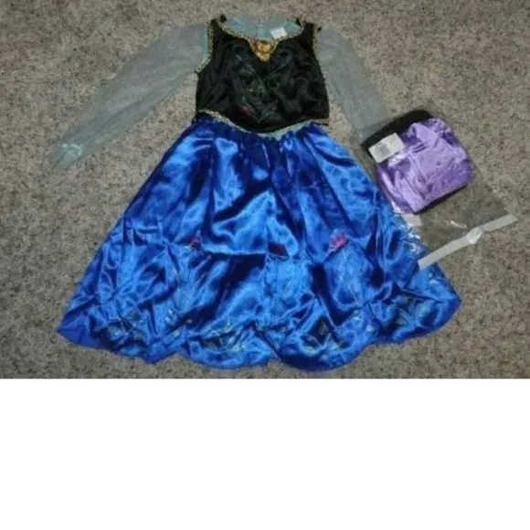 *Frozen Anna Disney sz 7/8 Halloween Costume 4 Pc Dress, Wig &amp; Purse Dress Girls