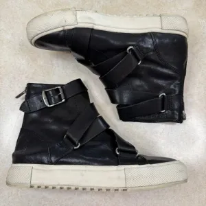 Frye Gia Moto High Top Sneakers Black Leather Casual Shoes Womens Size 7.5