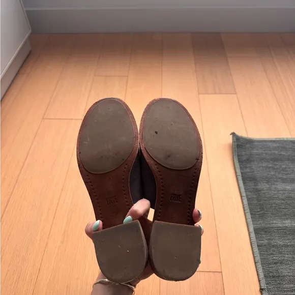 Frye Gray Sandals with Open Toe and Chunky Heel