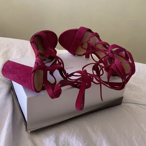 Gianvito Rossi Crimson Red Suede Sexy Gladiator Sandals Made in Italy 🇮🇹