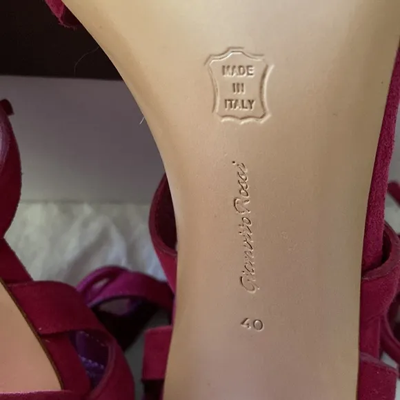Gianvito Rossi Crimson Red Suede Sexy Gladiator Sandals Made in Italy 🇮🇹