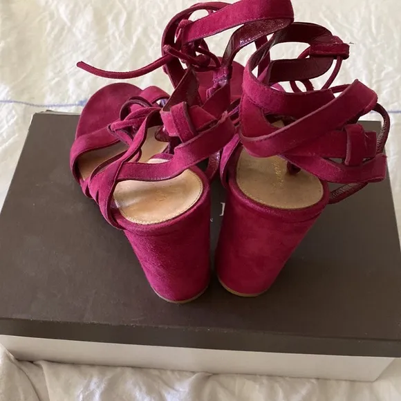 Gianvito Rossi Crimson Red Suede Sexy Gladiator Sandals Made in Italy 🇮🇹