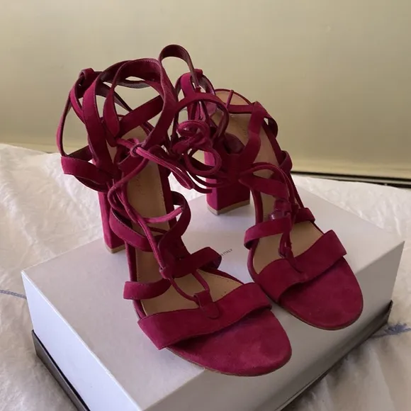 Gianvito Rossi Crimson Red Suede Sexy Gladiator Sandals Made in Italy 🇮🇹