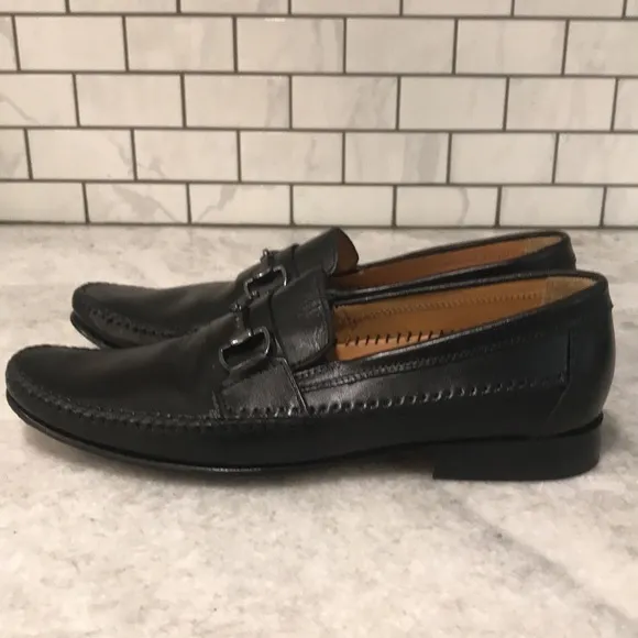 Giorgio Brutini Loafers Shoes Mens 9. 5 Black Leather Horse Bit Buckle Classic