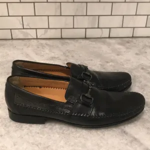 Giorgio Brutini Loafers Shoes Mens 9. 5 Black Leather Horse Bit Buckle Classic