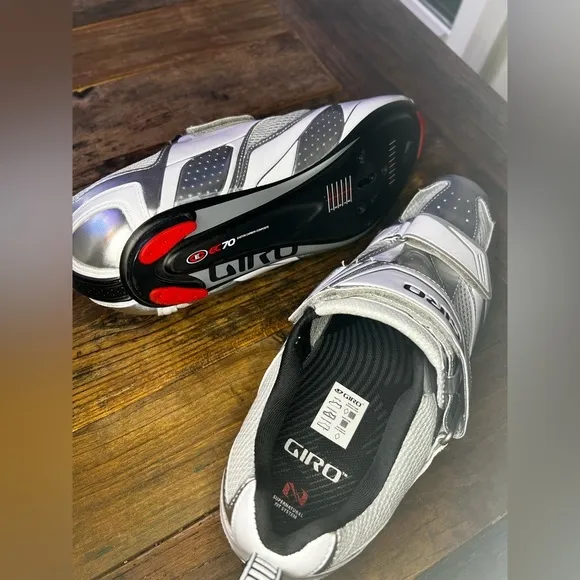 Giro Mele Tri Shoes, cycling shoes chrome &amp; white, great shape (MB2)