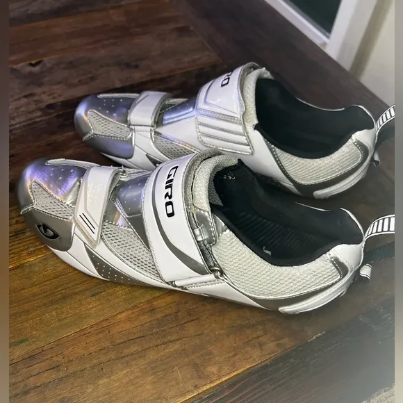 Giro Mele Tri Shoes, cycling shoes chrome &amp; white, great shape (MB2)