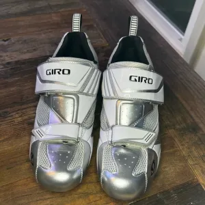 Giro Mele Tri Shoes, cycling shoes chrome &amp; white, great shape (MB2)