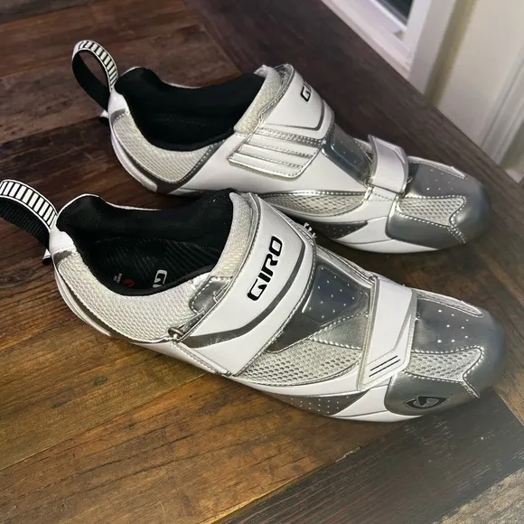 Giro Mele Tri Shoes, cycling shoes chrome &amp; white, great shape (MB2)