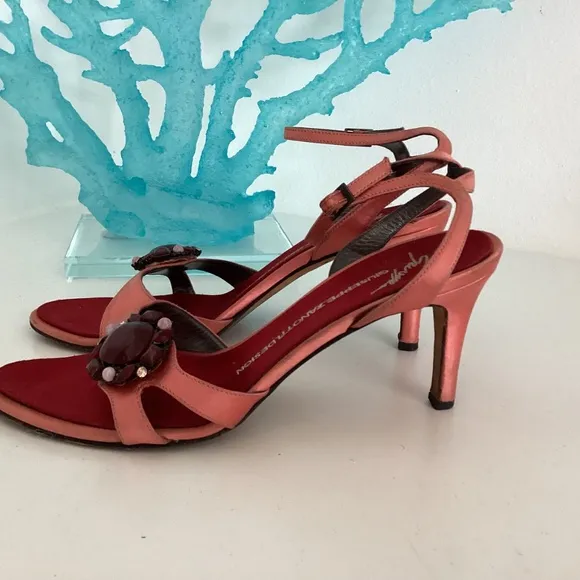 Giuseppe Zanotti Jeweled Embellished Satin Heeled Sandals Size 37 US 6.5