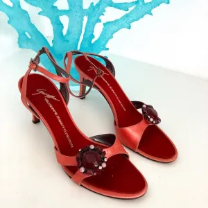 Giuseppe Zanotti Jeweled Embellished Satin Heeled Sandals Size 37 US 6.5