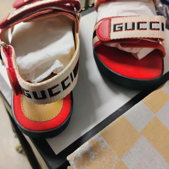 Gucci Red and White Sandals