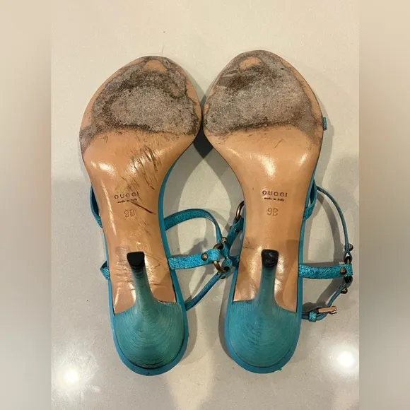 Gucci vintage Turquose Bamboo Heeled Sandals