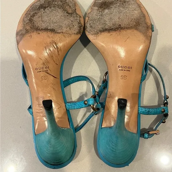 Gucci vintage Turquose Bamboo Heeled Sandals