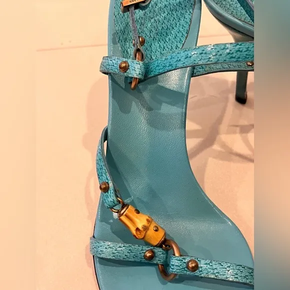 Gucci vintage Turquose Bamboo Heeled Sandals