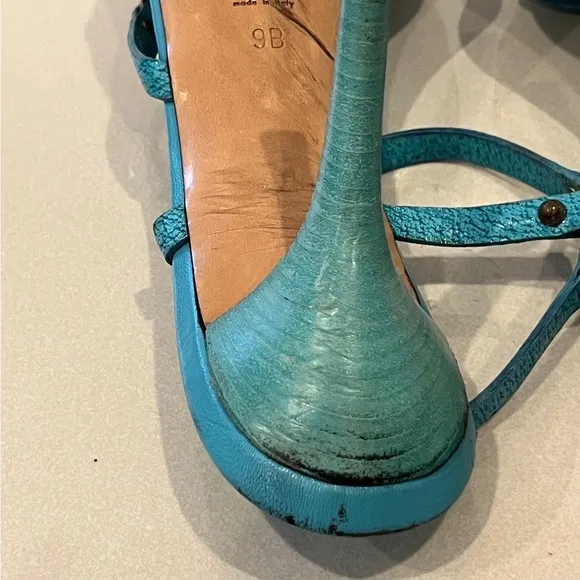 Gucci vintage Turquose Bamboo Heeled Sandals