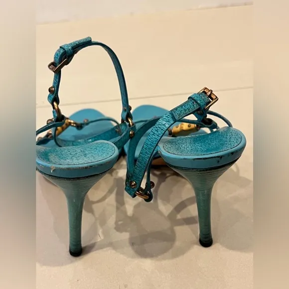 Gucci vintage Turquose Bamboo Heeled Sandals