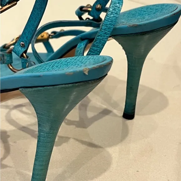 Gucci vintage Turquose Bamboo Heeled Sandals