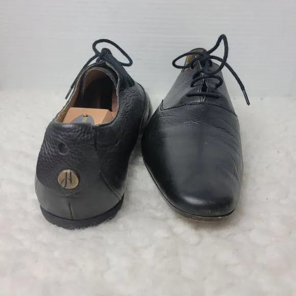 H By Hudson Oxford Mens Shoes Size 10 Black  Leather Lace Up Dress Almond To