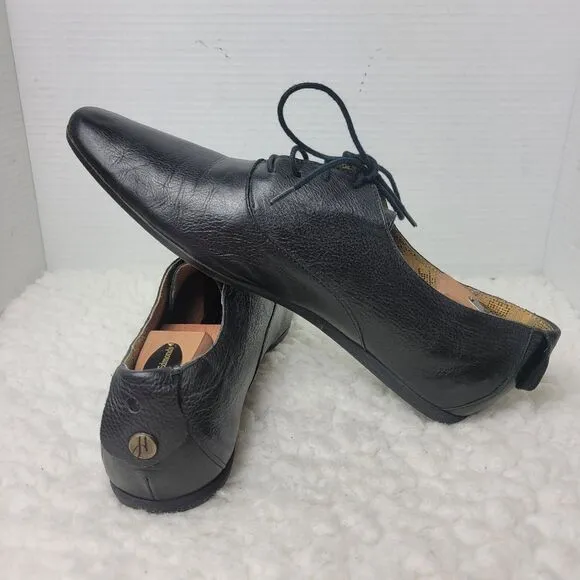 H By Hudson Oxford Mens Shoes Size 10 Black  Leather Lace Up Dress Almond To