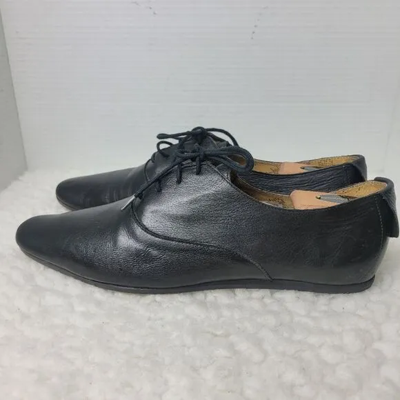 H By Hudson Oxford Mens Shoes Size 10 Black  Leather Lace Up Dress Almond To