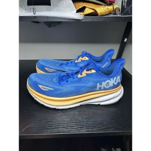 Hoka Clifton 9 Mens Size 10 2E Wide Blue Orange Running Shoes Sneakers