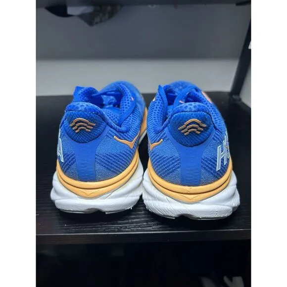 Hoka Clifton 9 Mens Size 10 2E Wide Blue Orange Running Shoes Sneakers