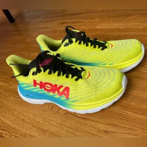 HOKA Men's Yellow and Blue Running Shoes