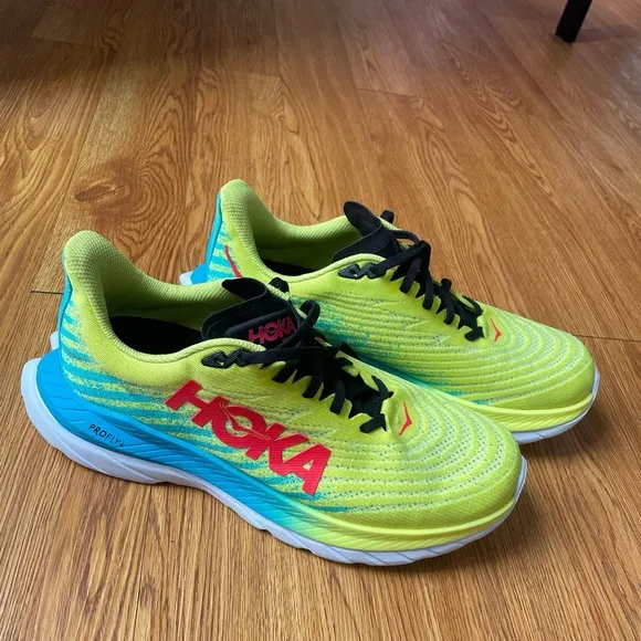 HOKA Men's Yellow and Blue Running Shoes