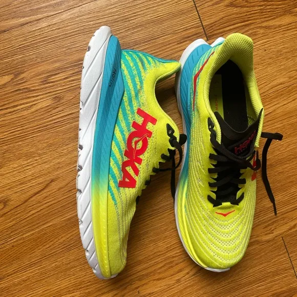 HOKA Men's Yellow and Blue Running Shoes