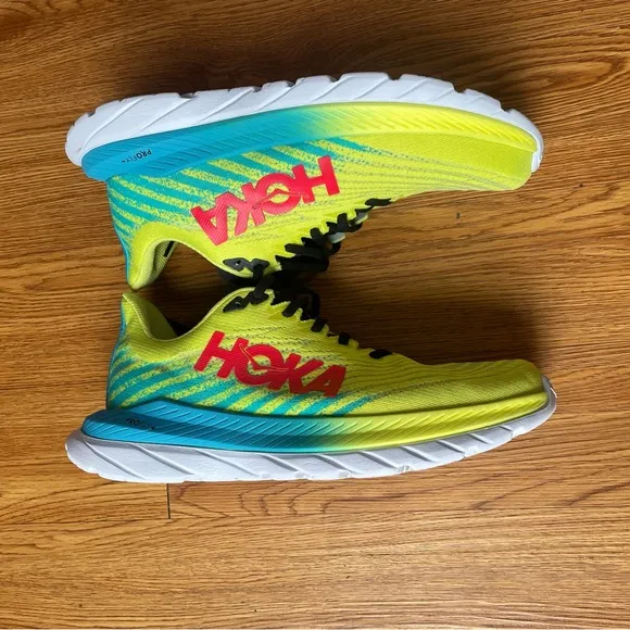 HOKA Men's Yellow and Blue Running Shoes