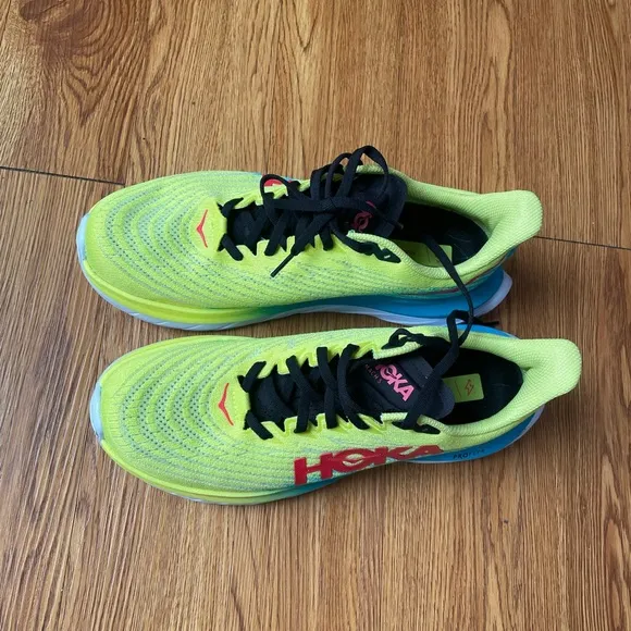 HOKA Men's Yellow and Blue Running Shoes