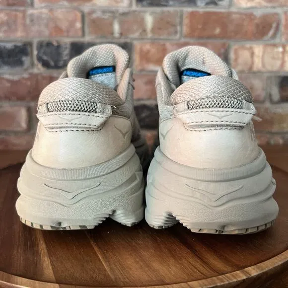 HOKA ONE ONE Bondi L Dune Oxford Tan Leather Mesh Shoes Sneakers Women's 8.5