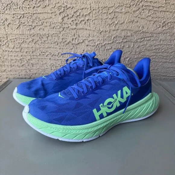 Hoka One One Carbon X 2 Running Shoes Men Size 12D Blue Green Athletic Walking