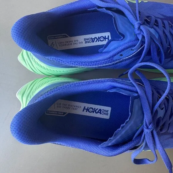 Hoka One One Carbon X 2 Running Shoes Men Size 12D Blue Green Athletic Walking