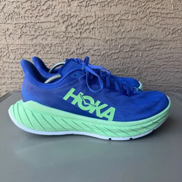 Hoka One One Carbon X 2 Running Shoes Men Size 12D Blue Green Athletic Walking