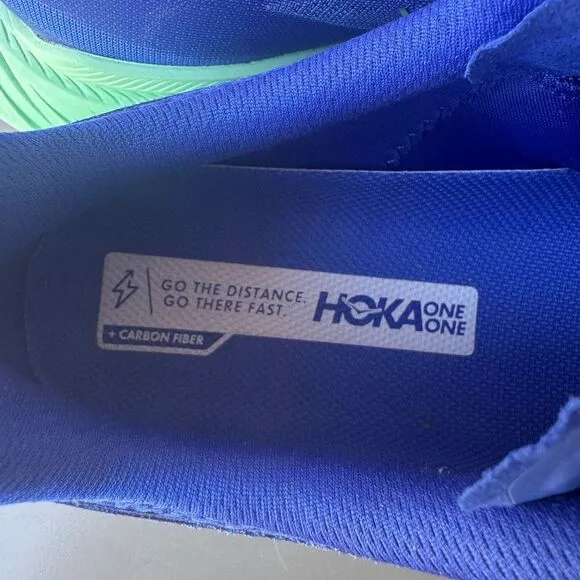 Hoka One One Carbon X 2 Running Shoes Men Size 12D Blue Green Athletic Walking