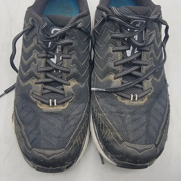 Hoka One One Clifton 4 Mens 10.5 Black White Athletic Shoes Running Walking