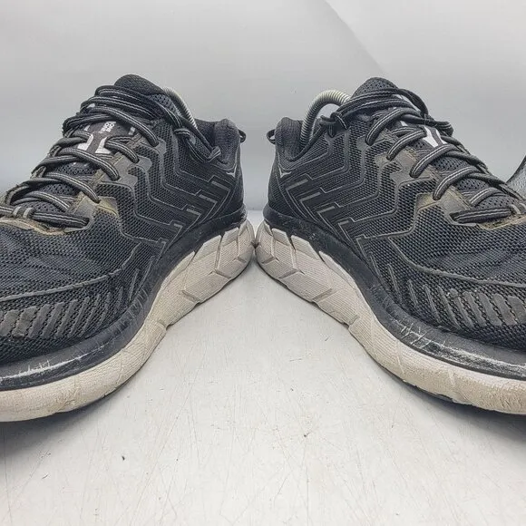 Hoka One One Clifton 4 Mens 10.5 Black White Athletic Shoes Running Walking