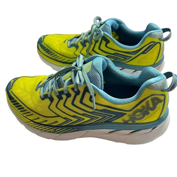 Hoka One One Mens Clifton 4 1016723 SSMD Yellow Running Shoes size 11.5